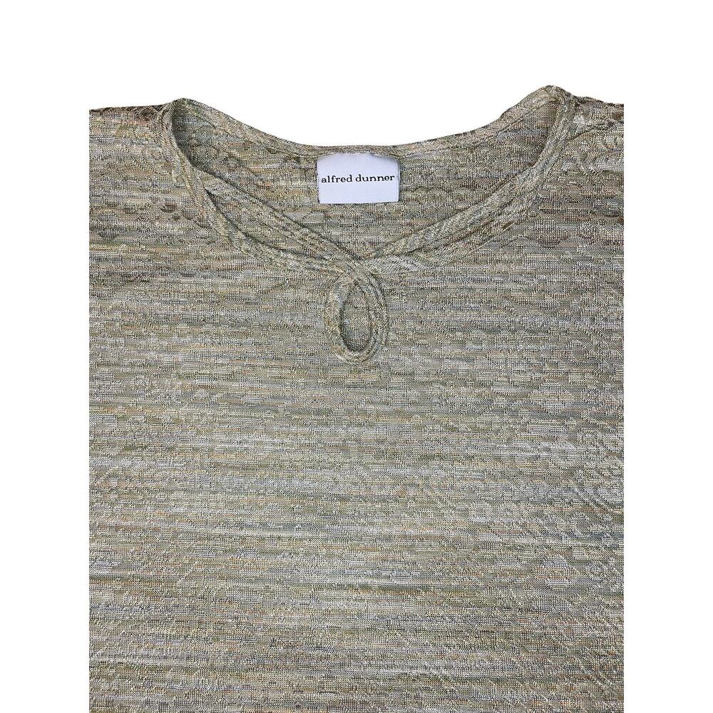 Alfred Dunner Floral Textured Earthtoned Short Sleeve Shirt XL Sage Green Forest